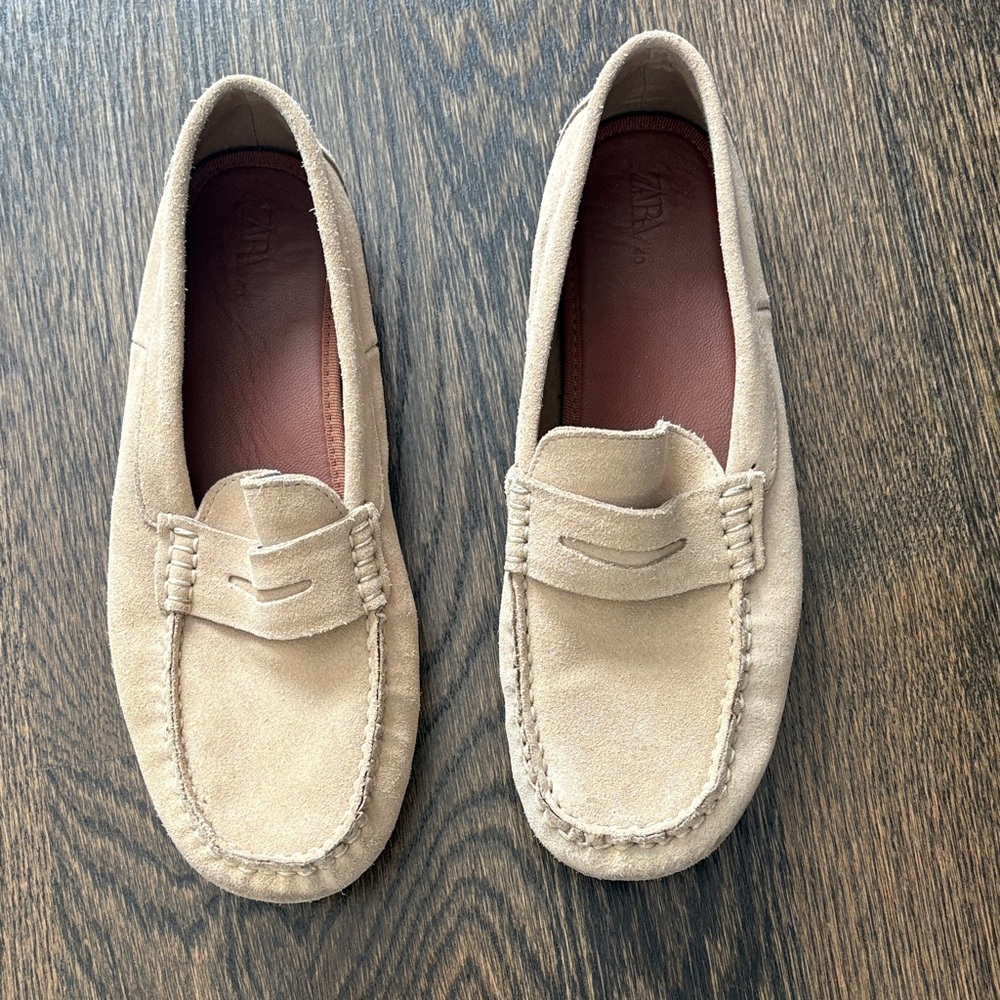 Zara Men's Beige Suede Loafers